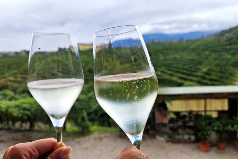 Enjoy prosecco from Valdobbiadene