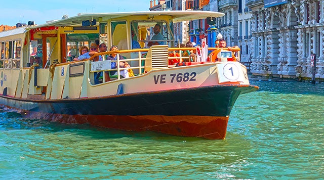 Vaporetto water bus on the Grand Canal in Venice, Italy